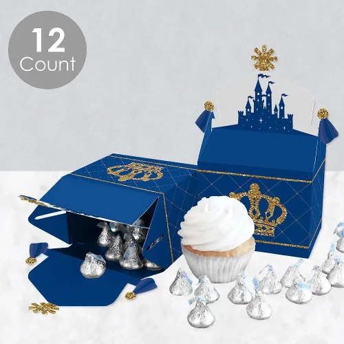 Vista 3 de Big Dot of Happiness Royal Prince Charming – Caja de regalo para fiestas – Baby Shower o fiesta de cumpleaños – Cajas de regalo – Juego de 12