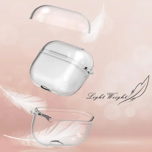 Vista 3 de Funda protectora de silicona híbrida compatible con AirPods 3, AirPods de 3ª generación 2021 con llavero delgado de dos piezas a presión en la funda