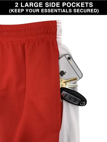 Vista 4 de Starting 5 Pantalones cortos de baloncesto para hombre con bolsillos pantalones cortos de entrenamiento de gimnasio para hombre paquete de 4