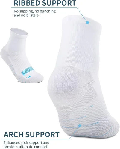 Vista 4 de AKASO Quarter Athletic - Calcetines Coolmax para correr, antiolor, absorben la humedad, antiampollas, sin costuras, para hombres y mujeres, paquete