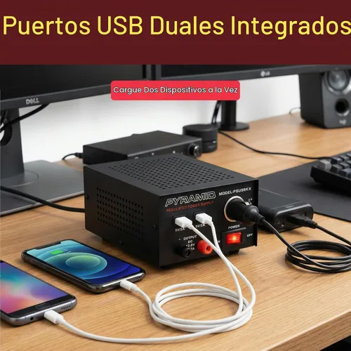 Vista 6 de Fuente de alimentación universal compacta de banco - Convertidor regulado de 7 amperios para laboratorio doméstico AC-DC para radio CB, HAM