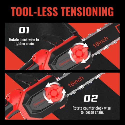 Vista 5 de Motosierra eléctrica 2 en 1 sin escobillas de 12 pulgadas + 16 pulgadas, inalámbrica, compatible con batería Milwaukee M18, motosierra a batería