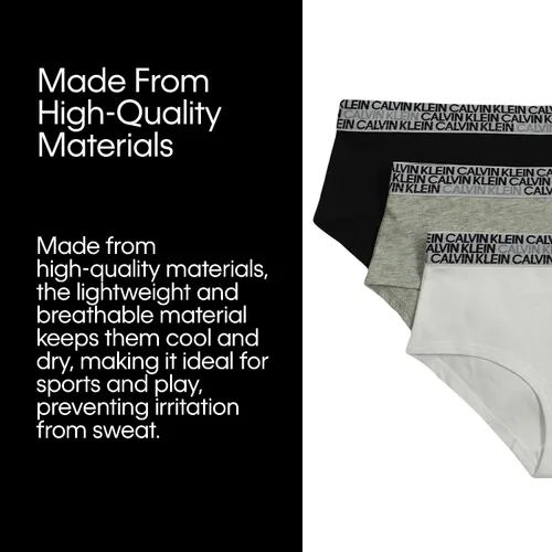Vista 6 de Calvin Klein Bikinis modernos de algodón para niñas, paquete múltiple