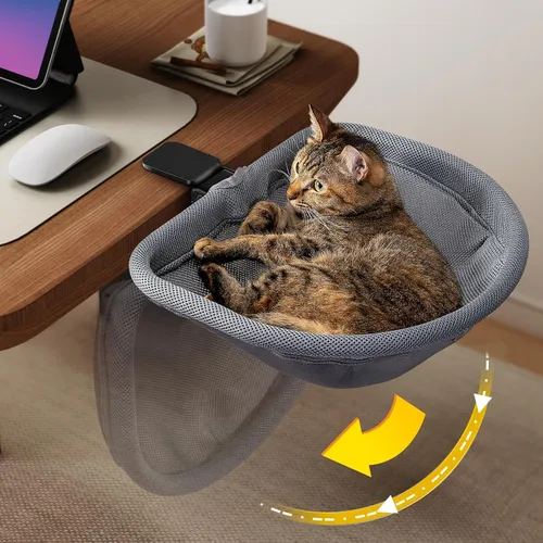 Vista 9 de Cama de escritorio para gatos plegable con un solo clic con Crema