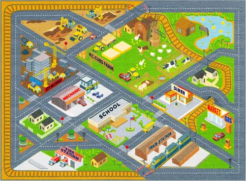 Vista 10 de KC Cubs 8x10 Alfombra de Carretera con Animales Safari para Coches de Juguete – Alfombra de Juego Educativa para Niños, Pequeños, Guardería, Aula