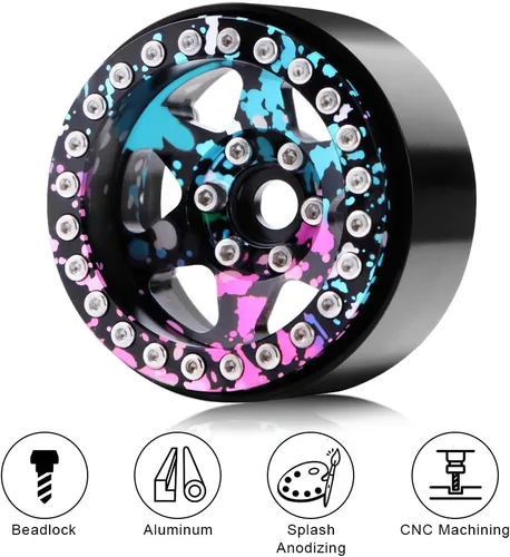 Vista 3 de GLOBACT Alum 1.9 Beadlock Wheels Splash Anodizing para SCX10 TRX4 REDCAT