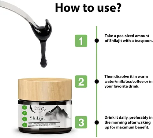 Vista 3 de Resina Mumijo Shilajit en vidrio Premium +2 meses Ácido húmico y oligoelementos Apoya el sistema inmunológico y la energía