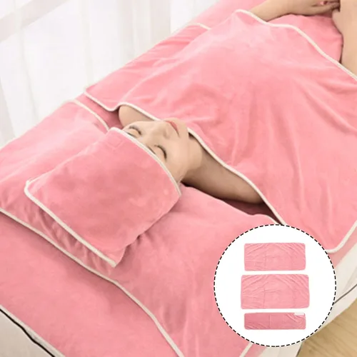 Vista 2 de Beavorty Juego de toallas blancas para baño, 1 juego de toalla facial de spa, toalla de ducha, toalla de belleza para la cabeza, absorbente