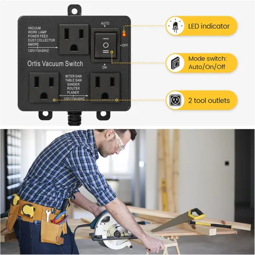 Vista 2 de Interruptor de vacío automático, interruptor de vacío Ortis para más herramientas eléctricas, retarda el encendido/apagado del vacío para evitar