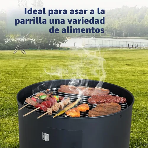 Vista 2 de Ahumador vertical de carbón de 16 pulgadas, mini parrilla de barbacoa, hoguera, 3 en 1 con termómetro integrado, ventilación de aire ajustable