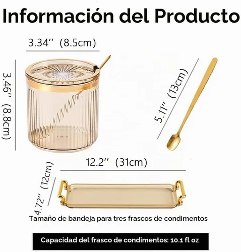 Vista 4 de Frascos Acrílicos para Condimentos y Especias, Caja de Condimentos y Especias con Tapas y Cucharas y Bandeja, Recipientes de Plástico Transparente