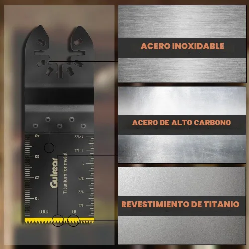 Vista 7 de Juego de cuchillas multiherramienta de 32 piezas, incluye cuchillas multiherramienta de titanio, uso en madera, plásticos, corte de metal