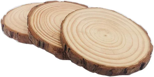 Vista 2 de William Craft - Juego de 12 rebanadas de madera natural sin terminar de 3.5 a 4 pulgadas, para manualidades, adornos de Navidad, manualidades