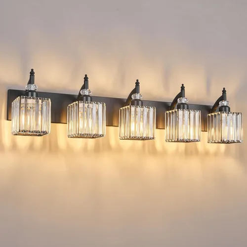 Vista 22 de Juego de dos apliques de pared modernos negros para interiores, lámpara de pared de cristal, lámpara de pared montada en la pared, aplique de pared