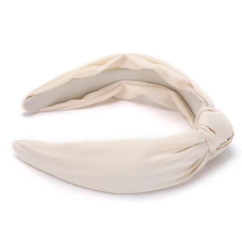 Vista 3 de Diadema para mujeres, diadema ancha anudada, banda elástica para el cabello de yoga, accesorios de moda para el cabello para mujeres (Beige)