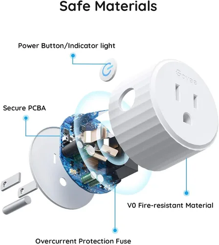 Vista 9 de Govee Paquete de 2 enchufes inteligentes duales, toma Bluetooth WiFi de 15 A, funciona con Alexa y Google Assistant, paquete de diseño compacto 2