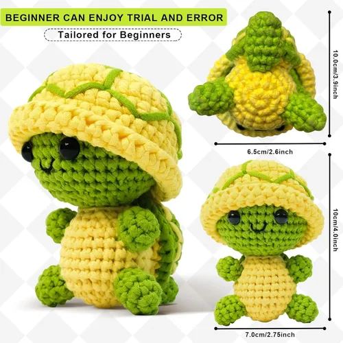 Vista 2 de YICBOR Kit de ganchillo para principiantes - Amigurumi Kits de animales de ganchillo con tutoriales en video paso a paso, juego de tejer