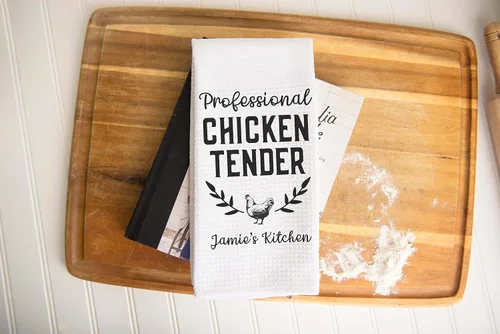 Vista 2 de CANARY ROAD Personalized Professional Chicken Tender Gift, Kitchen Towel Waffle Weave, Chicken Lover Gift, Chicken Lady Decor, Farmhouse Decor