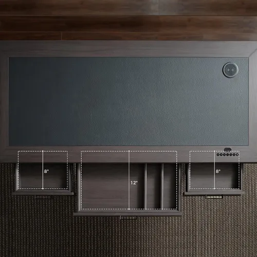 Vista 7 de EUREKA ERGONOMIC Escritorio de pie de cuero, escritorio ejecutivo de 1.52 m con cajones, escritorio moderno de pie y sentado con patas en forma de X