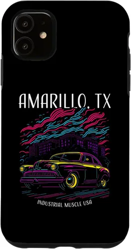 Vista 5 de iPhone 15 Amarillo TX Industrial Muscle USA Classic Hotrod Car Design Case