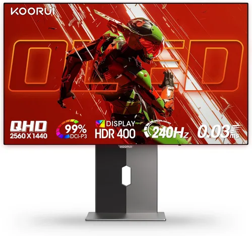 Vista 10 de KOORUI Monitor para juegos de 24.5 pulgadas, pantalla IPS FHD de 200 Hz 1080p, 1 ms (GG), HDR400, 90% DCI-P3, sincronización adaptativa, HDMI 2.0