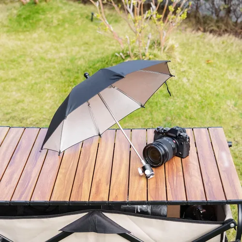 Vista 9 de Upgrade Camera Hot Shoe Umbrella Sunshade with 3 Level Height Adjustable 19.7 in (altura ajustable)