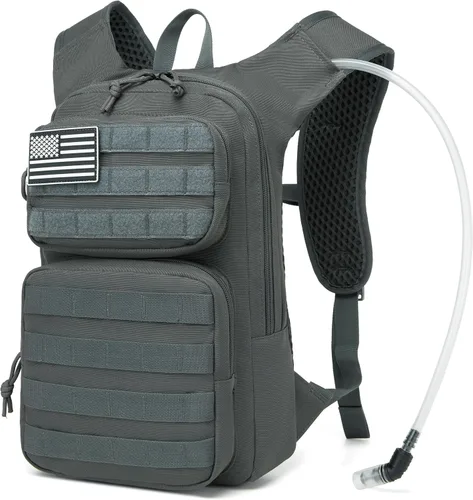 Vista 12 de wotony Mochila de hidratación con vejiga de agua para senderismo, paquete de hidratación táctica para hombres y mujeres, mochila de agua Molle