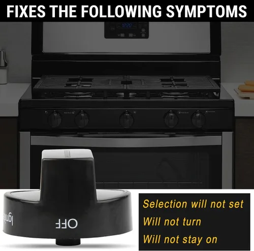 Vista 4 de W10339442 Whirlpool - Perillas de control para quemador de superficie de cocina, color negro, compatible con cocina de gas Whirlpool, estufa/horno