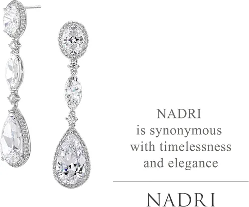 Vista 2 de Nadri Aretes de lágrima para mujer, aretes colgantes ovalados para mujer, aretes hipoalergénicos para mujer, exquisita circonita cúbica dorada