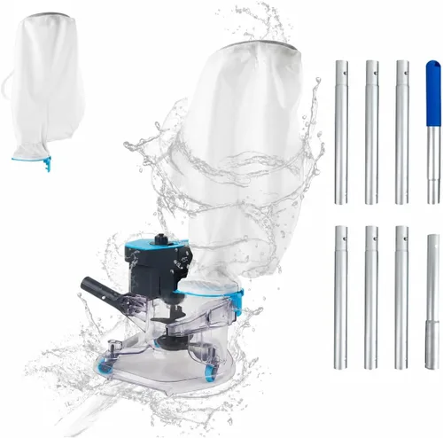 Vista 8 de Aspirador inalámbrico de hojas de piscina con bolsas de filtro dobles para piscinas sobre el suelo y enterradas, aspiradora de piscina resistente