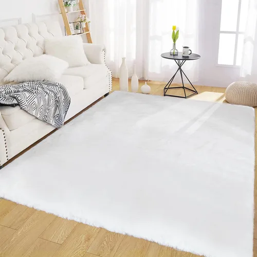 Vista 36 de Latepis Alfombra Pequeña Negra Esponjosa 2x3 pies Manta de Piel Sintética de Conejo Alfombra Suave Lavable Alfombras Peludas Shag para Dormitorio