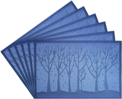 Vista 10 de Juego de 4 manteles individuales de PVC para cocina, aislamiento térmico y resistente a las manchas, rectangular, lavable, reciclado