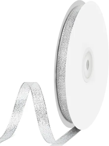 Vista 18 de Cinta de purpurina dorada de 1 pulgada x 25 yardas, cinta de tela metálica brillante para manualidades, envoltura de regalos, bodas, decoración