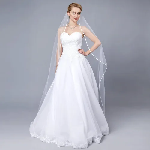 Vista 3 de azaleas Velo de novia con peine de 1 nivel simple de tul suave para novia