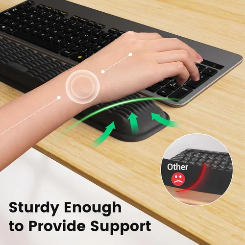 Vista 3 de MEKASS Reposamuñecas para teclado para teclado compacto del 60%, soporte ergonómico de espuma viscoelástica suave para muñeca con base
