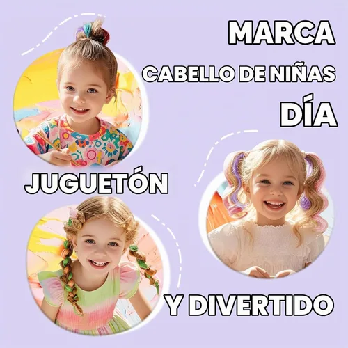 Vista 4 de Dreamlover Extensiones de cabello de colores para niños, accesorios para el día del cabello loco para niñas, 24 piezas Varios colores A