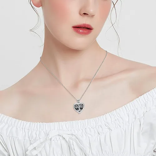 Vista 4 de shajwo Collar de cenizas de urna de árbol de la vida para mujeres y hombres, amado, dije conmemorativo de ceniza humana