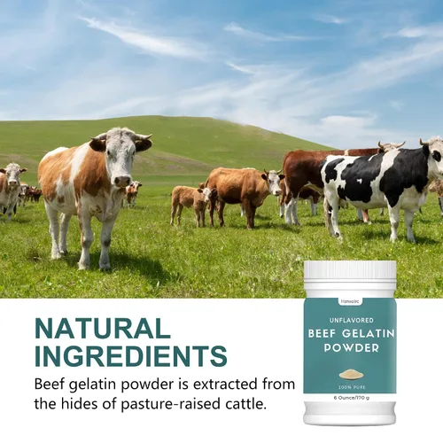 Vista 3 de Polvo de gelatina de res de 6 onzas sin sabor, espesante natural, rico en colágeno, utilizado en gelatinas, pudines, dulces, productos lácteos