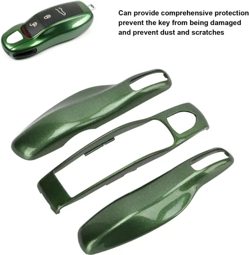 Vista 3 de Fydun Coche Key Fob Cover Shell Protector Key Fob Cover Assembly 3 Piezas para Cayman 911 718 (Verde)