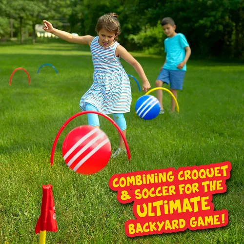 Vista 6 de Franklin Kick Croquet Game Set – Perfecto para niños y adultos – Combina fútbol y croquet – Ideal para jugar al aire libre