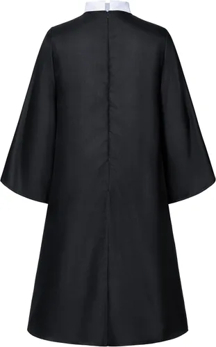 Vista 4 de Irtysh Halloween Robe Judge Lawyer Adult Kids Party Graduation Gown Costume Cosplay Wooden Gavel Wig Glasses Gloves set
