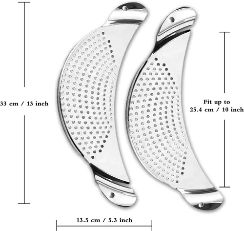 Vista 7 de Colador de acero inoxidable, 2 unidades, colador de pasta, colador de alimentos de metal para fideos, frutas, verduras, adecuado para macetas