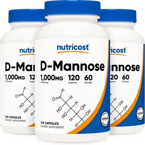 Vista 9 de Nutricost D-manosa 1000 mg por porción, 120 cápsulas – 500 mg por cápsula, salud del tracto urinario, sin OMG y sin gluten