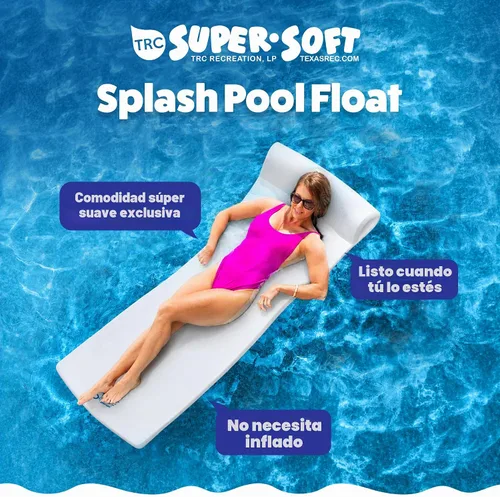 Vista 2 de TRC Recreation Foam Swimming Pool Float, Floating Water Lounger, Splash 1.25” Blanco