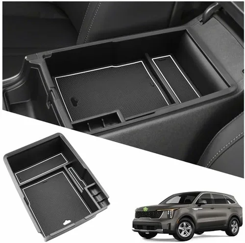 Vista 16 de Ruiya Organizador de consola central Prius 2010-2015 para Toyota Prius XV30 2010-2015 Accesorios ABS Material Reposabrazos Organizador de consola