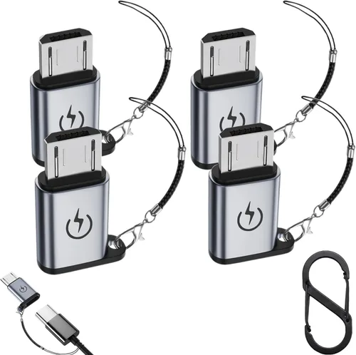 Vista 7 de Adaptador USB gris C a micro USB, adaptador tipo C hembra a micro USB macho, adecuado para Samsung Galaxy S6/S7 Edge, LG Nexus 4/5/6 y otros