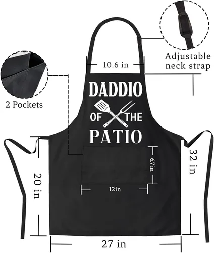 Vista 6 de Paquete de 2 delantales para hombres, día del padre, delantal de papá, regalos para papá, de hija, hijo, para el mejor papá, marido, padrastro