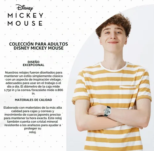 Vista 5 de Disney Mickey Mouse Articulating Hands Watch for Men - Classic Mickey Watches for Men, Perfect Inspired Timepiece Him - Stylish Watch with White