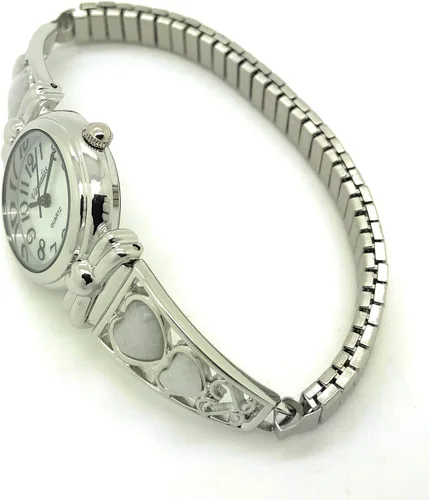Vista 3 de Varsales Reloj de moda con diseño de piedras de corazón para mujer, con correa elástica