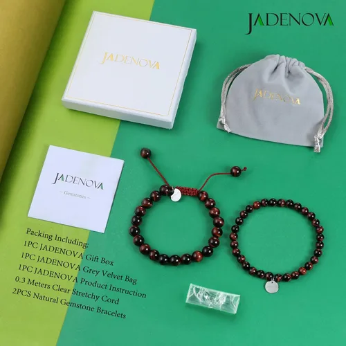 Vista 7 de JADENOVA - Brazalete de piedras de yoga para parejas